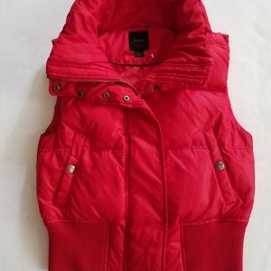 Express Bold Red Retro Style Duck Down Blend Puffer Vest